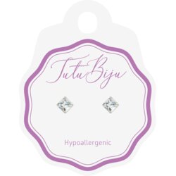 Tutu Biju Uhančki Square 6.0 mm - Crystal - TSQ60C001 Cene