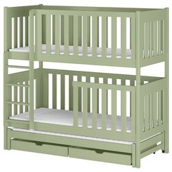 Molarem Home Drveni dječji krevet na kat Emilka s tri kreveta i ladicom - olive - 160x80 cm - Bez madraca Cijene