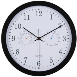INF Tiha stenska ura s termometrom Higrometer Black, (21236359) Cene