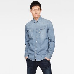 G-star Shirt - 3301 slim shirt l\s blue-grey Cene