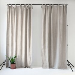Linen Tales Bež lanena zavesa z zankami Night Time, 250 x 140 cm Cene