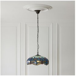 Endon 112195 - Luster na lancu Tiffany DRAGONFLY 1xE27/60W/230V, prečnik 41 cm Cene