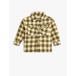 Koton plaid plush shirt coat with pocket Cene