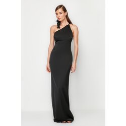 Trendyol Black Satin Rose Detailed Long Evening Evening Dress Cijene