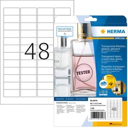 SOLPLANET HERMA Labels transparent crystal-clear A4 45.7x21.2 mm transparent clear film glossy 1200 pcs. Cene