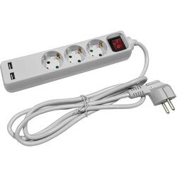Entac produžni kabl sa prekidačem trostruki 3m beo + 2 USB Cene