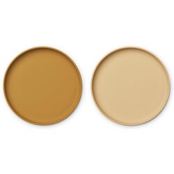 Liewood 2 dijelni set tanjura od silikona brandon golden caramel/safari mix Cijene