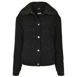 Urban Classics Ladies Oversized Corduroy Sherpa Jacket Black/black Cene