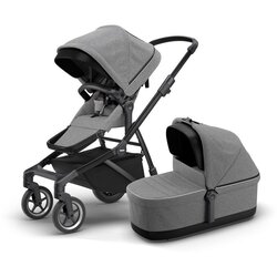 Thule sleek + bassinet grey mel on black Cene