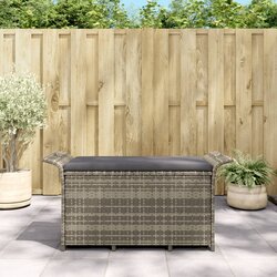 vidaXL Vrtna klupa s jastukom siva 116 x 46 x 57 cm od poliratana Cijene