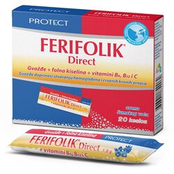 PROtect ferifolik direct gvožđe + folna oralni prašak 20 kesica Cene