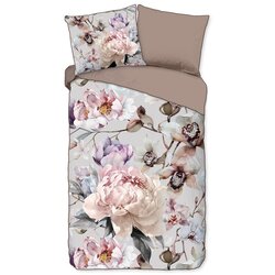 Descanso Siva/smeđa posteljina za krevet za jednu osobu/za produženi krevet od pamučnog satena 140x220 cm Colinda – Cene