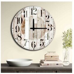  zidni sat, drvo metal, beli, 50 cm Cene