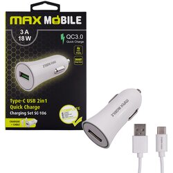 MAXMOBILE auto adapter usb SC-106 qc 3.0,18W quick charge 3A + type c crni Cene