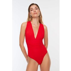 Trendyol Red Corset Detailed Swimsuit Cene