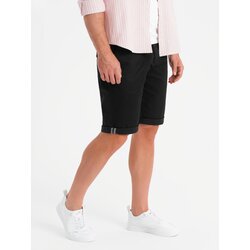 Ombre Classic men's chino shorts with rolled up leg - black Cene