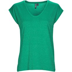 Pieces Majice brez rokavov PCBILLO TEE LUREX STRIPES Zelena Cene