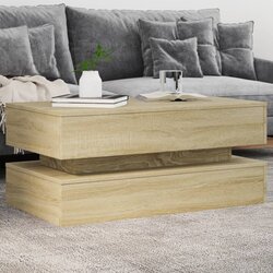 vidaXL Stolić za kavu s LED svjetlima boja hrasta 90 x 50 x 40 cm Cijene