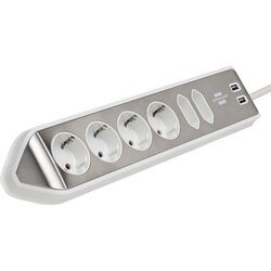 Brennenstuhl Estilo stenski/kotni podaljšek, 6 vtičnic, 2xUSB, 3,1 A, kabel H05VV-F 3G1,5, 2m, srebrno/bel 4007123672837 Cene