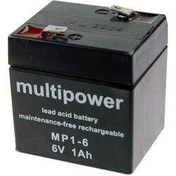 Multipower Svinčev akumulator 1 Ah MP1-6 MP1-6 svinčevo-koprenast (AGM) 51 x 55 x 42 mm ploščati vtič 4.8 mm brez vzdrževanja, (20829189) Cene