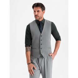 Ombre Elegant men's SLIM FIT herringbone vest - grey Cijene