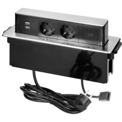 Orno Produžni kabel sa 2 x Schuko,2 x USB utičnice,HDMI,ugradbena - OR-GM-9016(GS)/B-G Cene