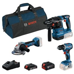 Bosch set od 3 alata GSR 18V-45 + GBH 18V-22 + GWS 18V-8 + GBA 2.0 Ah + GBA 4.0 Ah + GAL 18V-40 + torba Cene