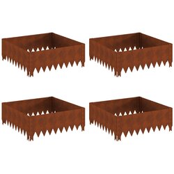 vidaXL Robovi trave 4 pcs 60 x 60 x 20 cm Jeklo Rjav, (5000301117) Cene