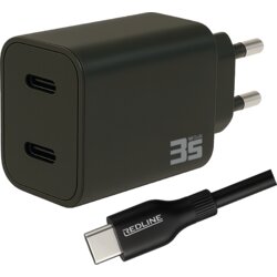 Redline Polnilec z USB-C kablom, 2 x USB-C, hitri, 35W, GaN - PQ351CC+CC1.2M60W Cene