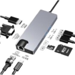 Stars Solutions USB-C na HDMI/VGA/USB/SD/TF/LAN/PD sivi Adapter Cene
