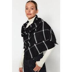 Trendyol Black Checkered Soft Textured Scarf Cene