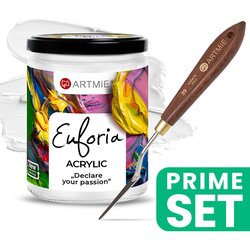 Artmie Euforia titanium bijela akrilna boja i set umjetničkih lopatica Cene
