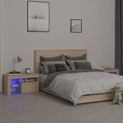 vidaXL Noćni ormarići 2 kom s LED svjetlima boja hrasta 70x36,5x40 cm Cijene
