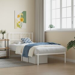 vidaXL Metalni okvir za krevet s uzglavljem bijeli 90x200 cm Cijene