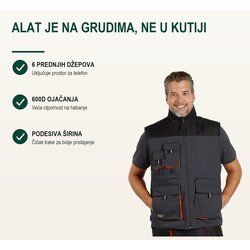TEKTON PRO Radni prsluk Hammer, Tamnosivi Cene