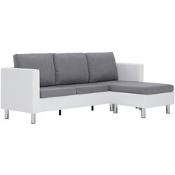 Maison Chic kavč - Sofa - Kanape trosed z blazinami belo umetno usnje, (21727198) Cene