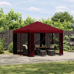 Gazebo Paviljon 3 x 3 m Burgundija Poliester in jeklo 190 gsm, (5000234195) Cene