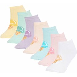 Defacto Girls' Cotton 7-Pack Short Socks Cene