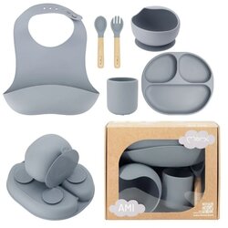 Momi silikonski set za hranjenje Ami Grey Cene