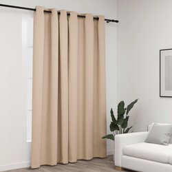 vidaXL Zavjesa za zamračivanje s prstenima bež 290 x 245 cm Cijene