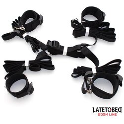 LATETOBED BDSM Line Nylon Bed Bondage Restraints System without Hook Black Cene