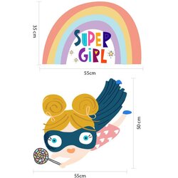 Ginger Home Komplet 2 komada naljepnice SUPER GIRL za dekoraciju dječje sobe, zida, prozora, namještaja Cene