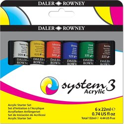 DALER ROWNEY Set akrilnih barv System 3, "Starter set" 6x22ml, (20615092) Cene