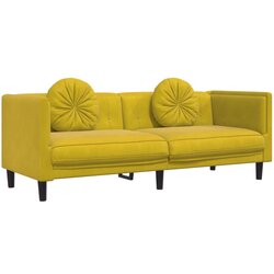 Maison Chic kavč - Sofa - Kanape trosed z blazinami rumen žamet, (21726440) Cene