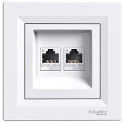 Schneider Electric Electric Asfora CAT6, UTP RJ45 vgradni dvojni podatkovni konektor, bel (EPH4800121) Cene