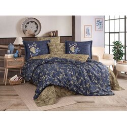 Jessica dark bluekhaki exclusive satin double quilt cover set Cene