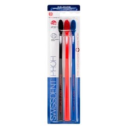 Swissdent profi Colours Trio Soft-Medium srednje tvrda četkica za zube 3 kom nijansa Black, Red, Blue Cene
