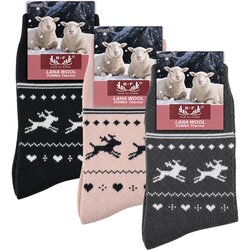 B.Fortuna 3 Pari Nordic Reindeer volnene ženske nogavice Cene
