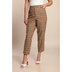 Fenzy Plus Size Karirane Hlače, Smeđe Cijene