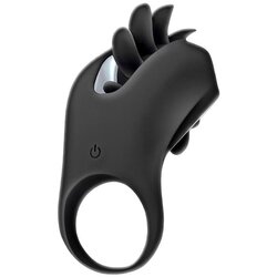 Action Rower Vibrating Ring with Rotating Tongue Black Cene